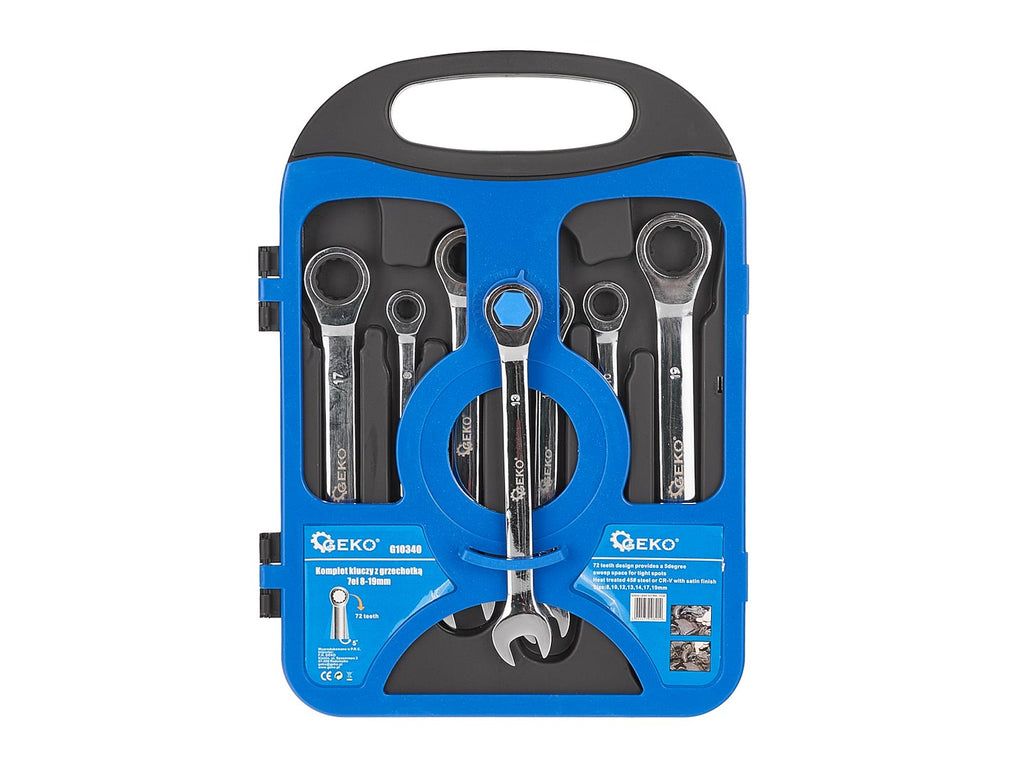 Ratcheting Combination Wrench Set 8–19 mm, 7 pcs