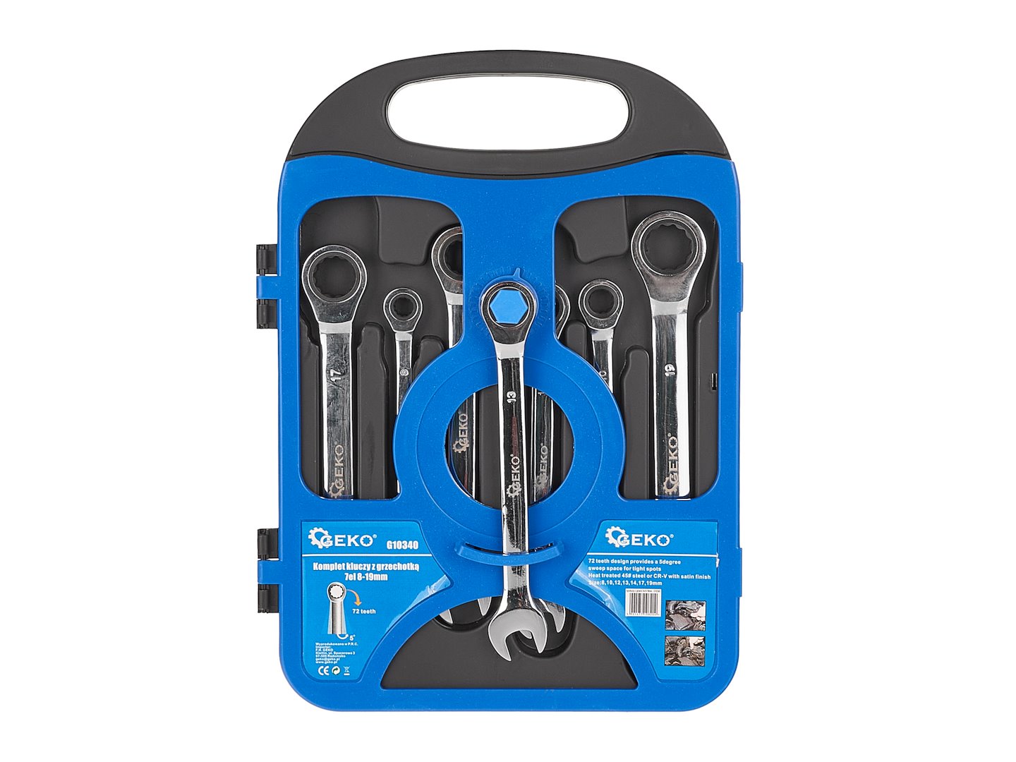 Ratcheting Combination Wrench Set 8–19 mm, 7 pcs