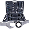 Ratcheting Combination Wrench Set 6–32 mm, 22 pc (Aluminum Case)