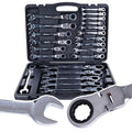12-Point Flexible-Head Ratcheting Combination Wrench Set, 6–32 mm, 22 pcs