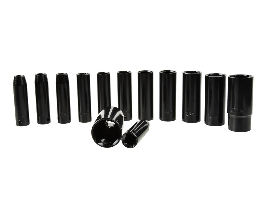 Impact Wrench Socket Set 1/2" SW, 10-30 MM deep, 78 MM, Cr-Mo