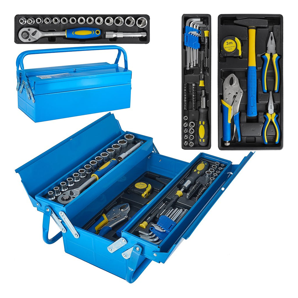 Cantilever tool box with 64-piece assortment