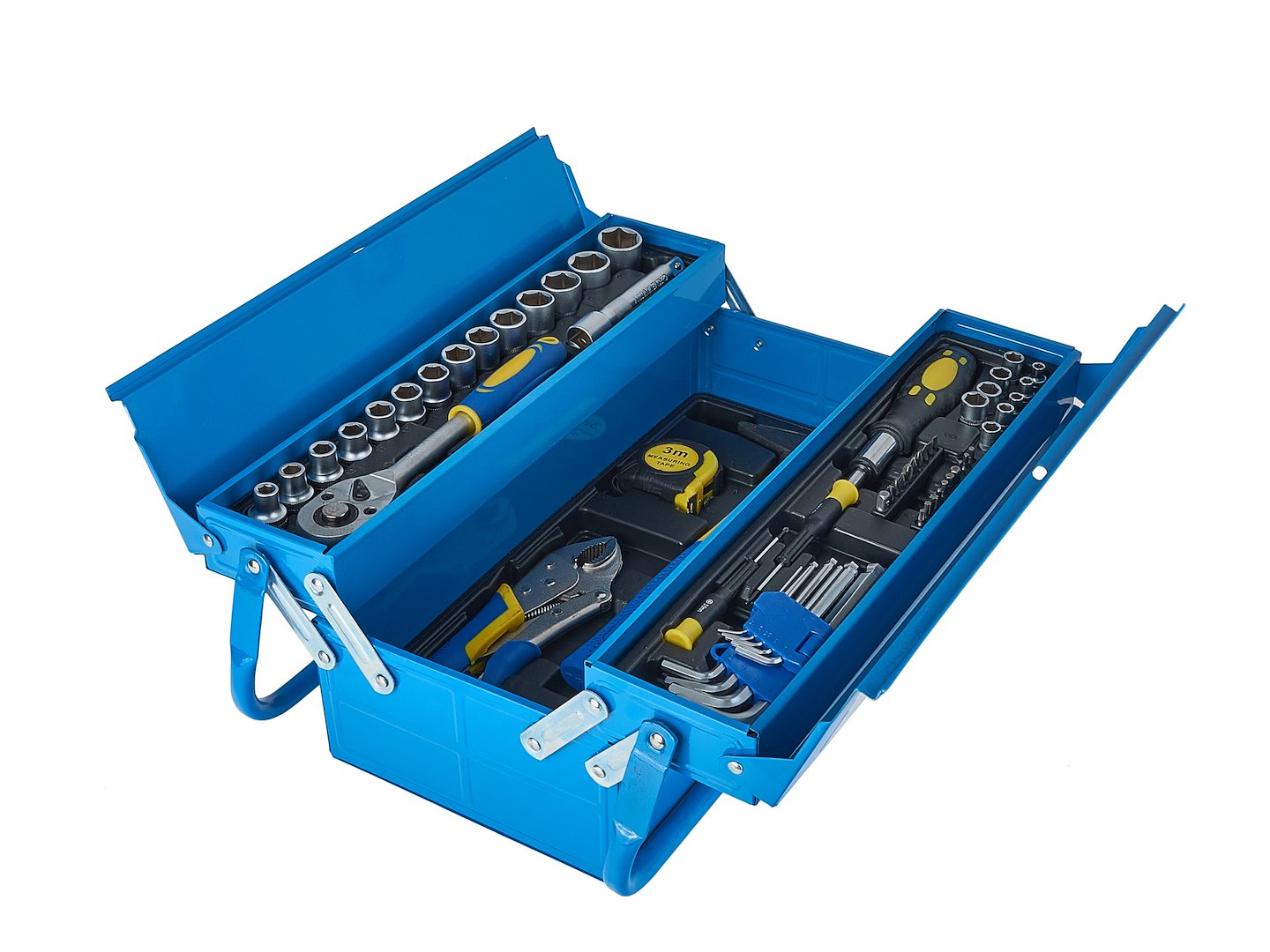 Cantilever tool box with 64-piece assortment