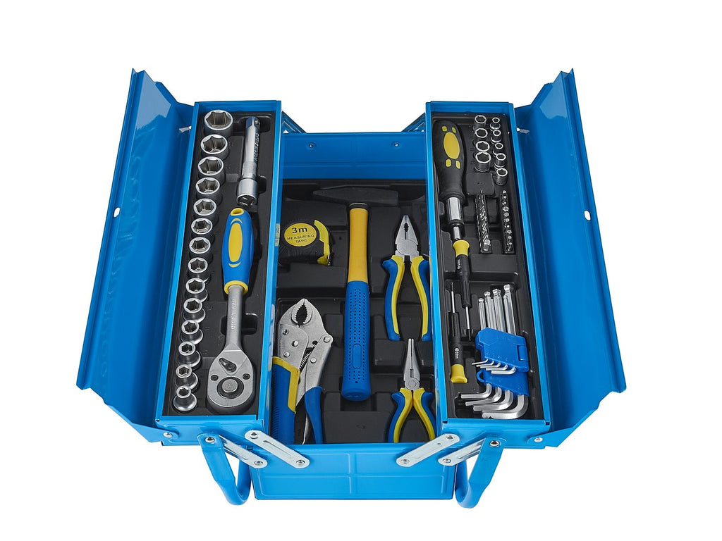 Cantilever tool box with 64-piece assortment