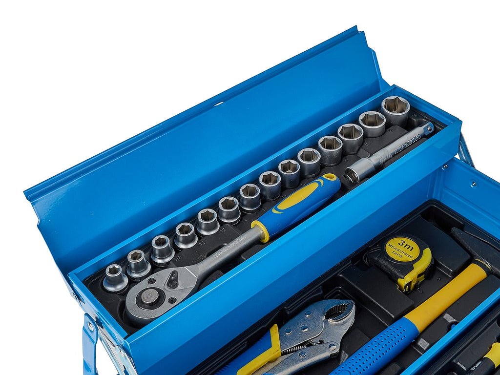 Cantilever tool box with 64-piece assortment