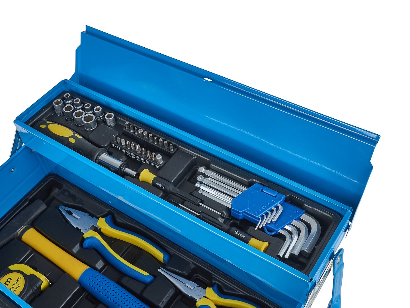 Cantilever tool box with 64-piece assortment