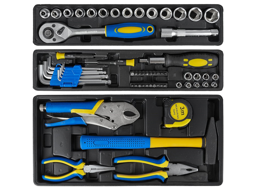 Cantilever tool box with 64-piece assortment