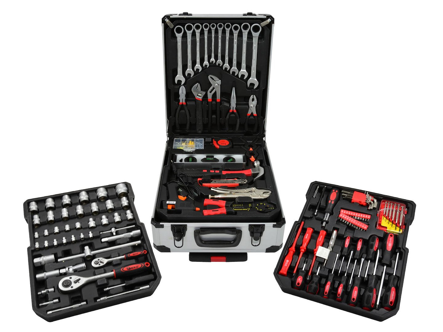 Tool set with ratchet wrench, aluminium case, 187 pcs