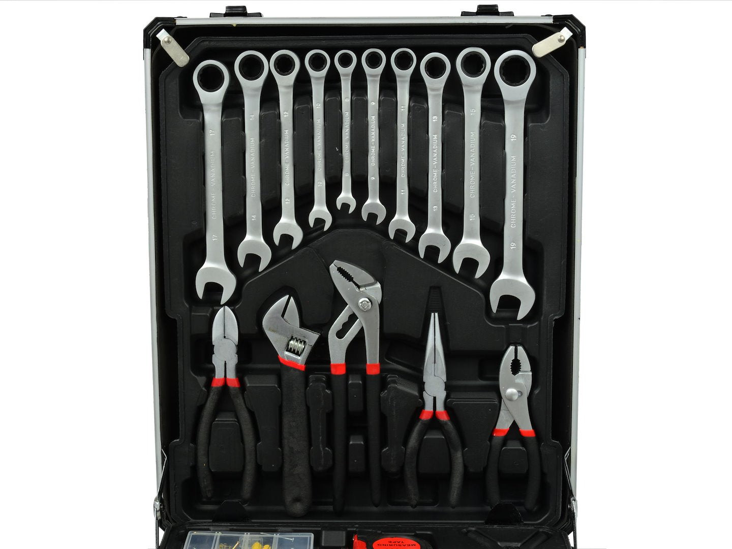 Tool set with ratchet wrench, aluminium case, 187 pcs