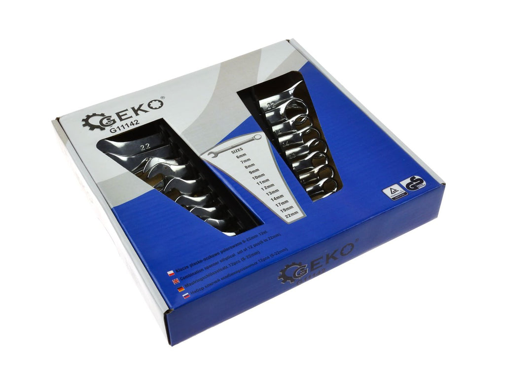 Polished Combination Wrench Spanner Set, 6-22 mm, 12 pcs