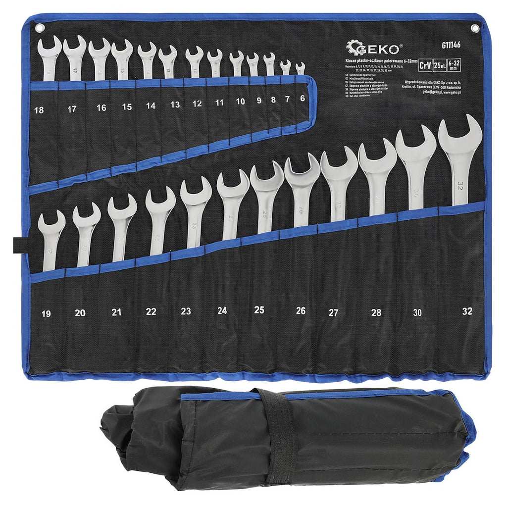 Polished Combination Wrench (Spanner) Set 6–32 mm, 25 pcs
