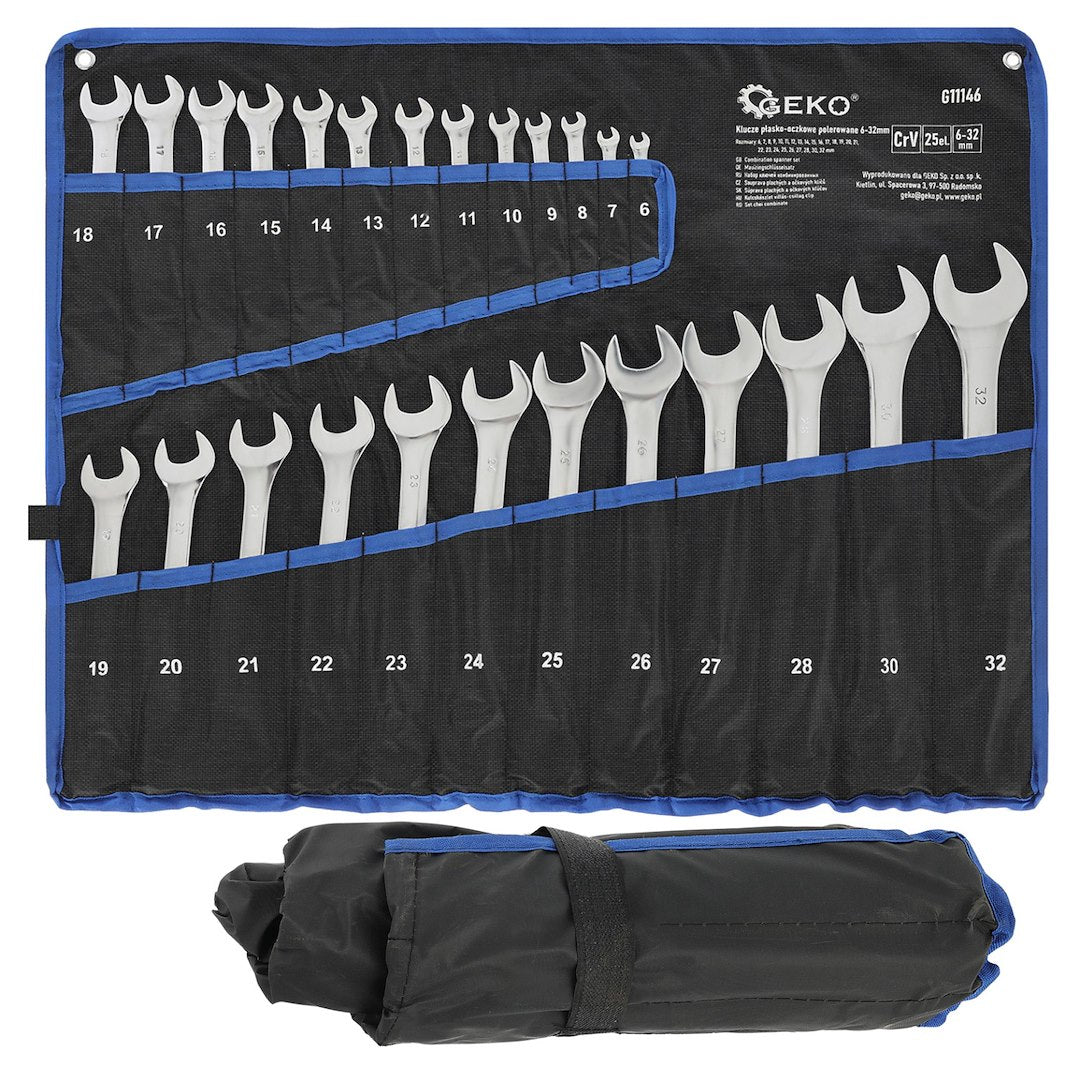 Polished Combination Wrench (Spanner) Set 6–32 mm, 25 pcs