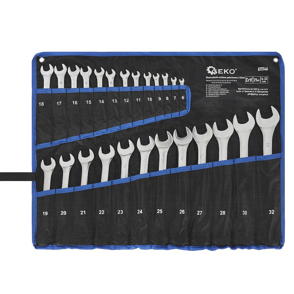Polished Combination Wrench (Spanner) Set 6–32 mm, 25 pcs