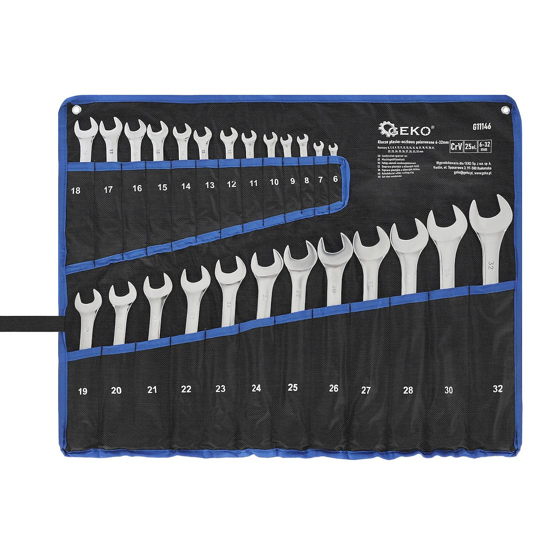 Polished Combination Wrench (Spanner) Set 6–32 mm, 25 pcs