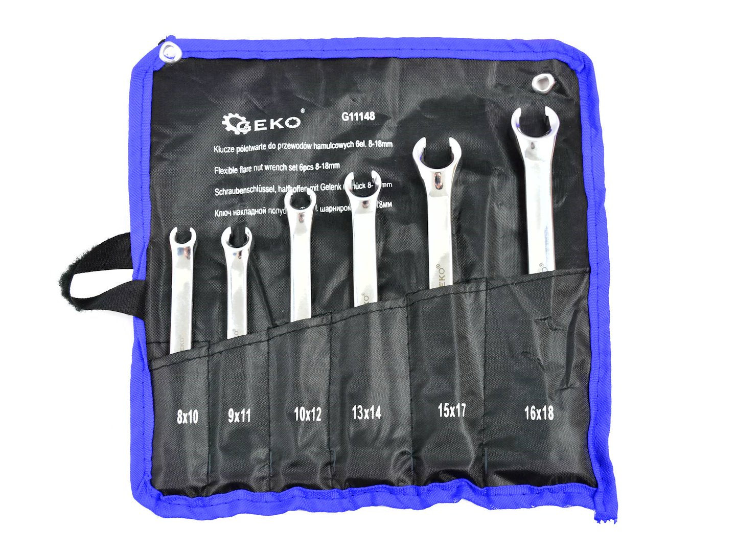 Flare Nut Spanner Set for Hydraulic Brakes, 8–18 mm, 6 pcs