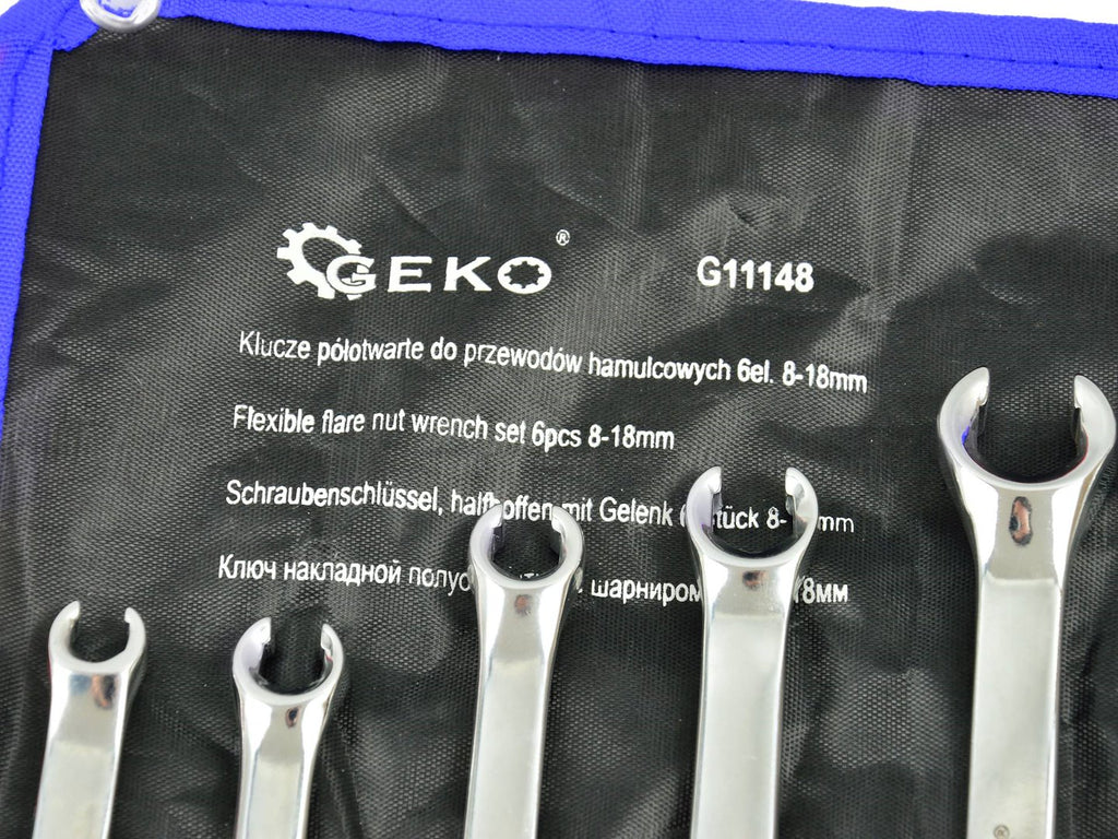 Flare Nut Spanner Set for Hydraulic Brakes, 8–18 mm, 6 pcs