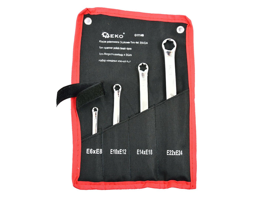 Polished Torx E-Ring Spanner Set E6–E24, 4 pcs