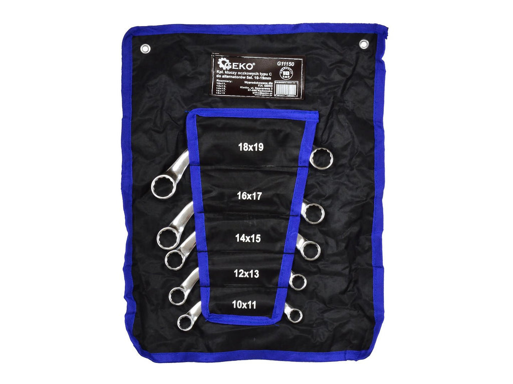 C-Type Wrench Set for Alternators, 10-19mm, 5 pcs