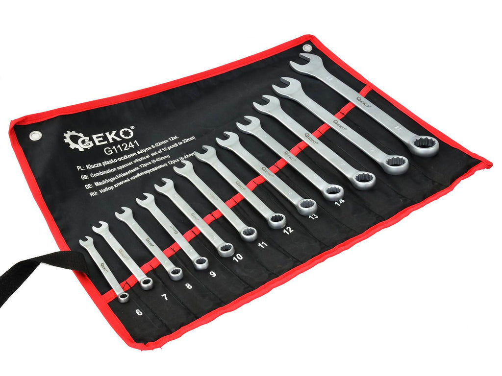 Satin Finish Combination Wrench Spanner Set 6-22 mm, 12 pcs (Storage Roll)