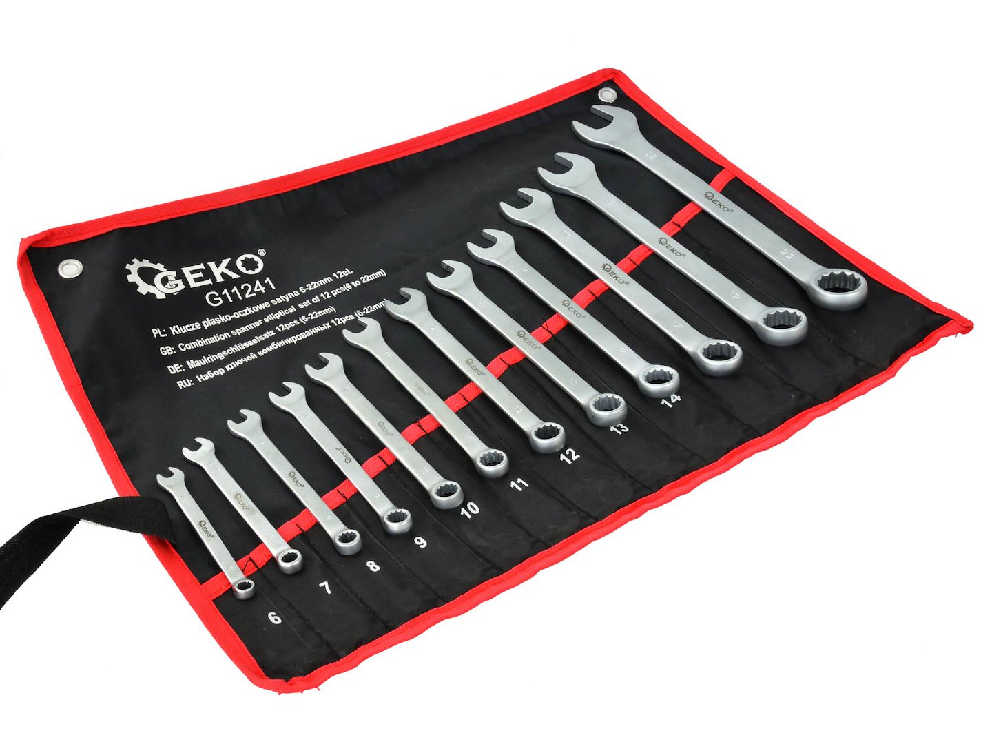 Satin Finish Combination Wrench Spanner Set 6-22 mm, 12 pcs (Storage Roll)