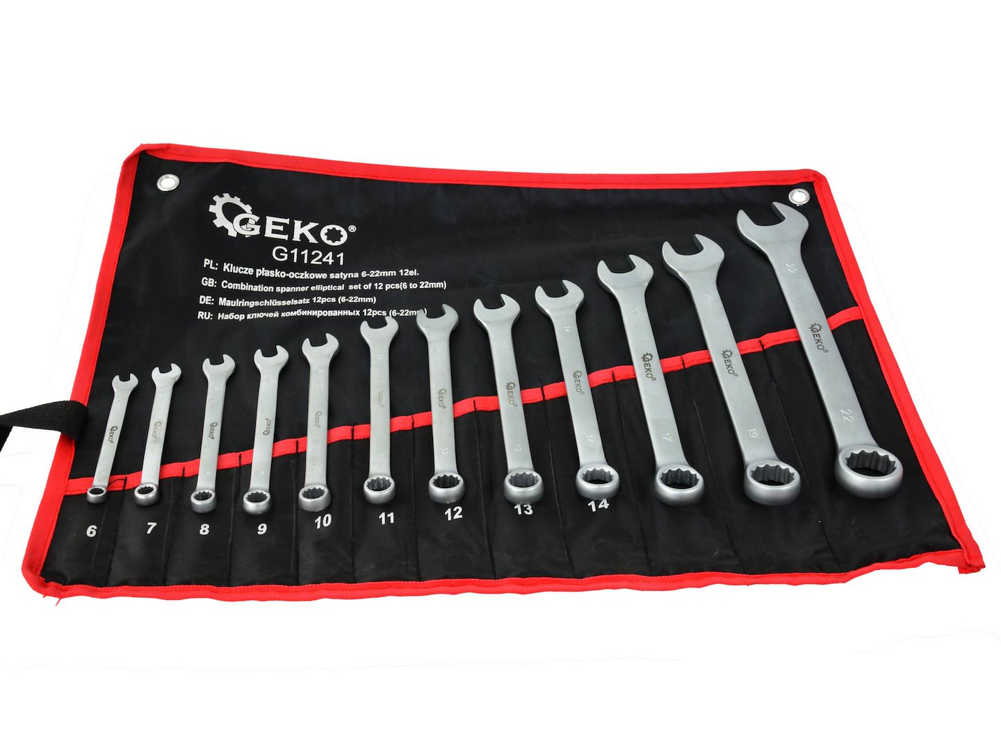 Satin Finish Combination Wrench Spanner Set 6-22 mm, 12 pcs (Storage Roll)