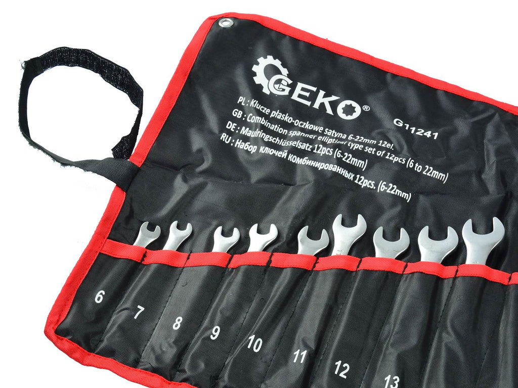 Satin Finish Combination Wrench Spanner Set 6-22 mm, 12 pcs (Storage Roll)