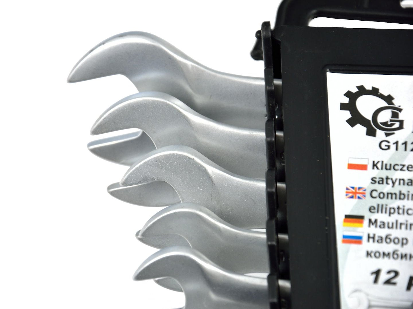 Satin Finish Combination Wrench Spanner Set 6-22 mm, 12 pcs, CrV (storage rack)