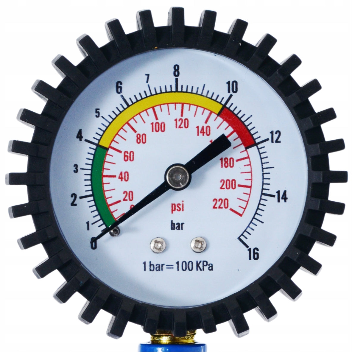 Large Wheel Inflation Gun Manometer Pump 12 Bar 1/4 Hose 35cm Black