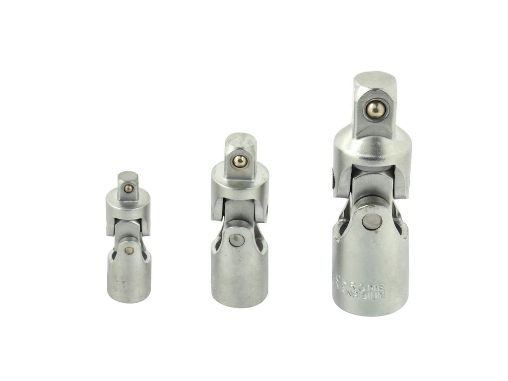 3 pcs universal joint set — 1/2", 3/8", 1/4"