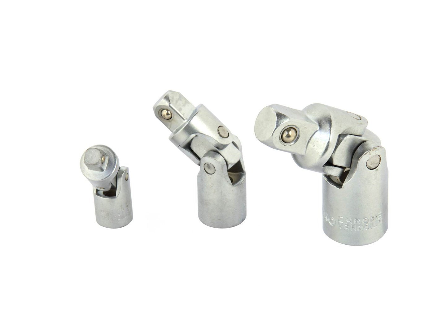 3 pcs universal joint set — 1/2", 3/8", 1/4"