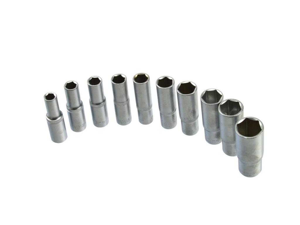 6-Point Deep Socket Set 10-24 mm 1/2" Drive, 10 pcs