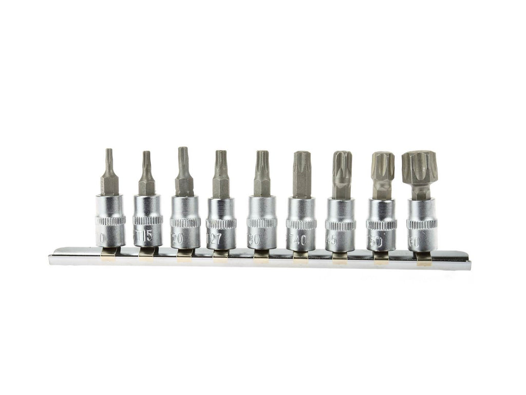 9 pcs Torx Tip Socket Set T10-T60 CrV 1/4 in. Drive