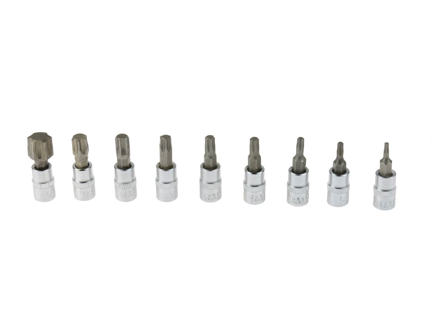 9 pcs Torx Tip Socket Set T10-T60 CrV 1/4 in. Drive