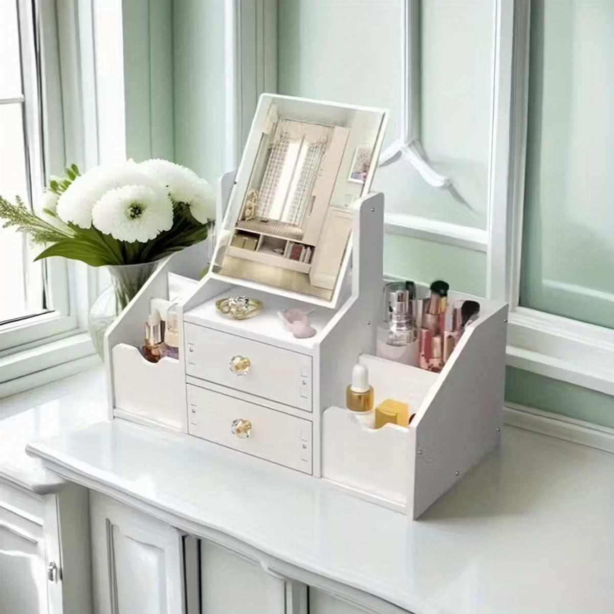 Glamour peegli ja kosmeetikaorganiseerijaga ehtekarp RC-K-2096