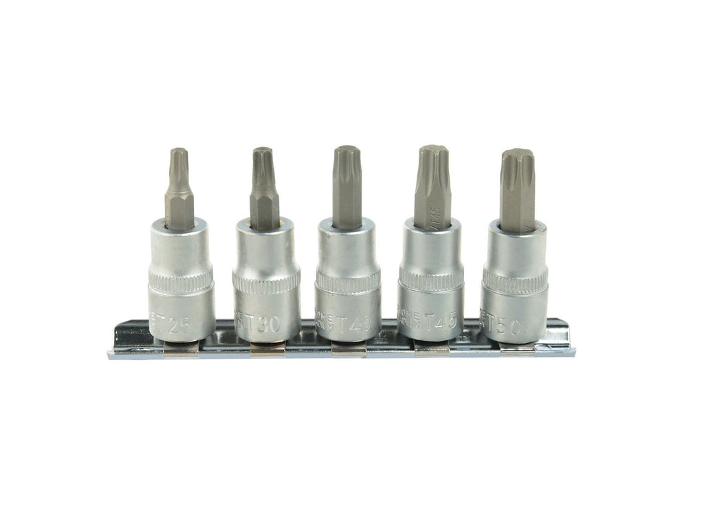 5pcs Torx Tip Socket Set T25-T50, CrV, 3/8 in. Drive
