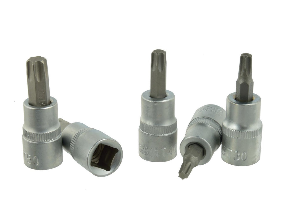 5pcs Torx Tip Socket Set T25-T50, CrV, 3/8 in. Drive