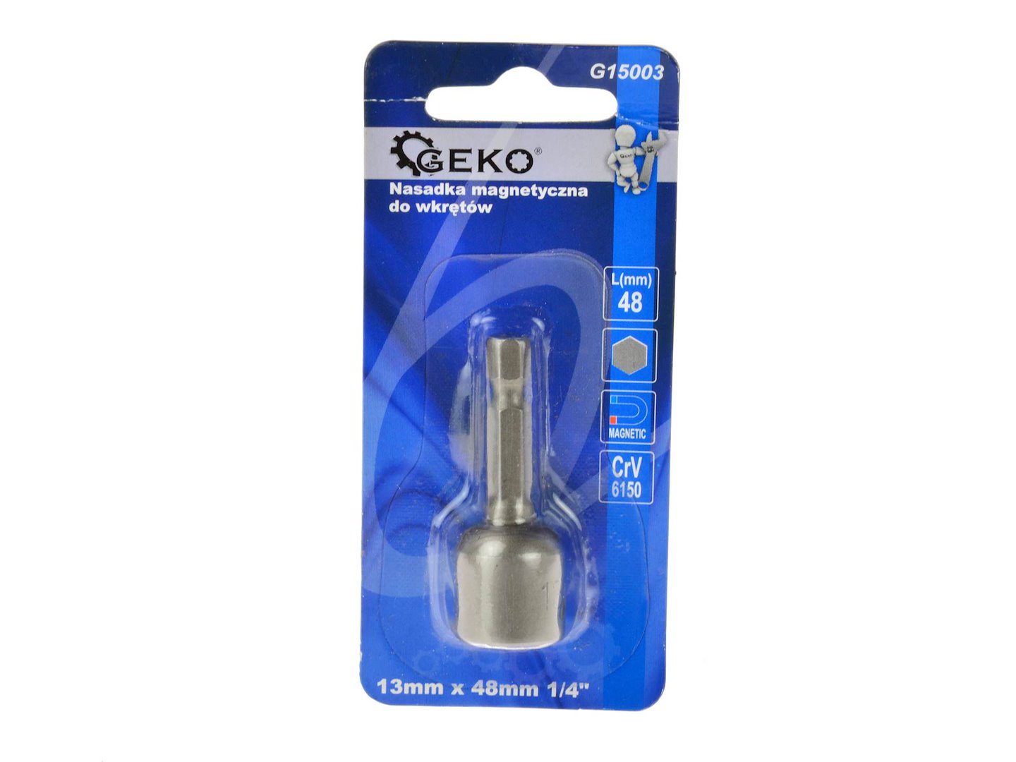 Magnetic Drill Driver Hex Socket Bit 13 mm x 48 mm, 1/4"