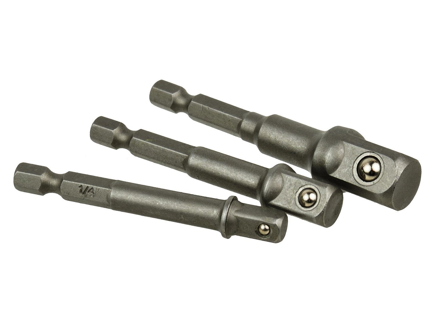 Power Drill Socket Adapter Set, 3 pcs - 1/2" 3/8" 1/4"