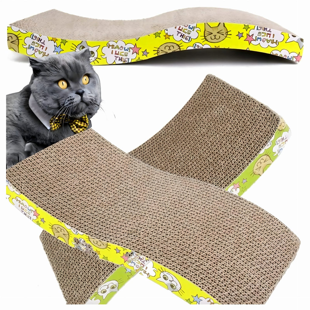 Eco-Friendly Large Cardboard Cat Scratcher with Wave Design and Catnip