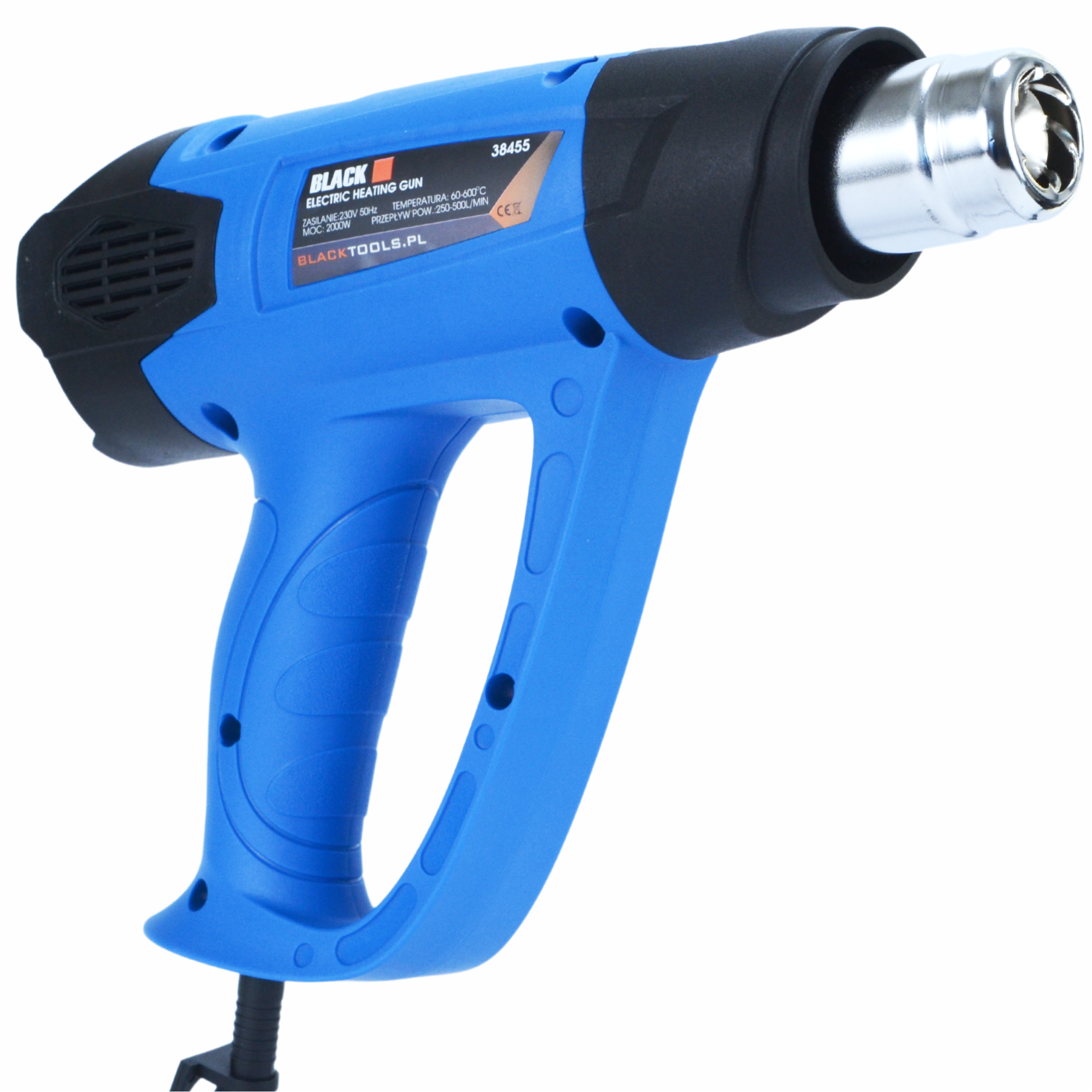 Võimas elektriline kuumapuhur sujuva temperatuuri reguleerimisega 60-600°C, 2 kiirust ja 4 otsikut