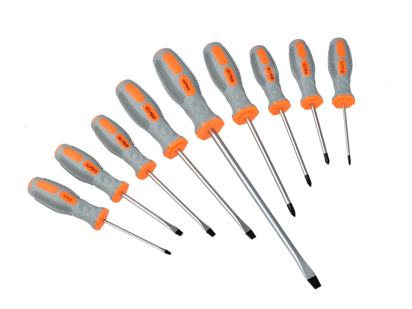 9-piece screwdriver set, orange-grey