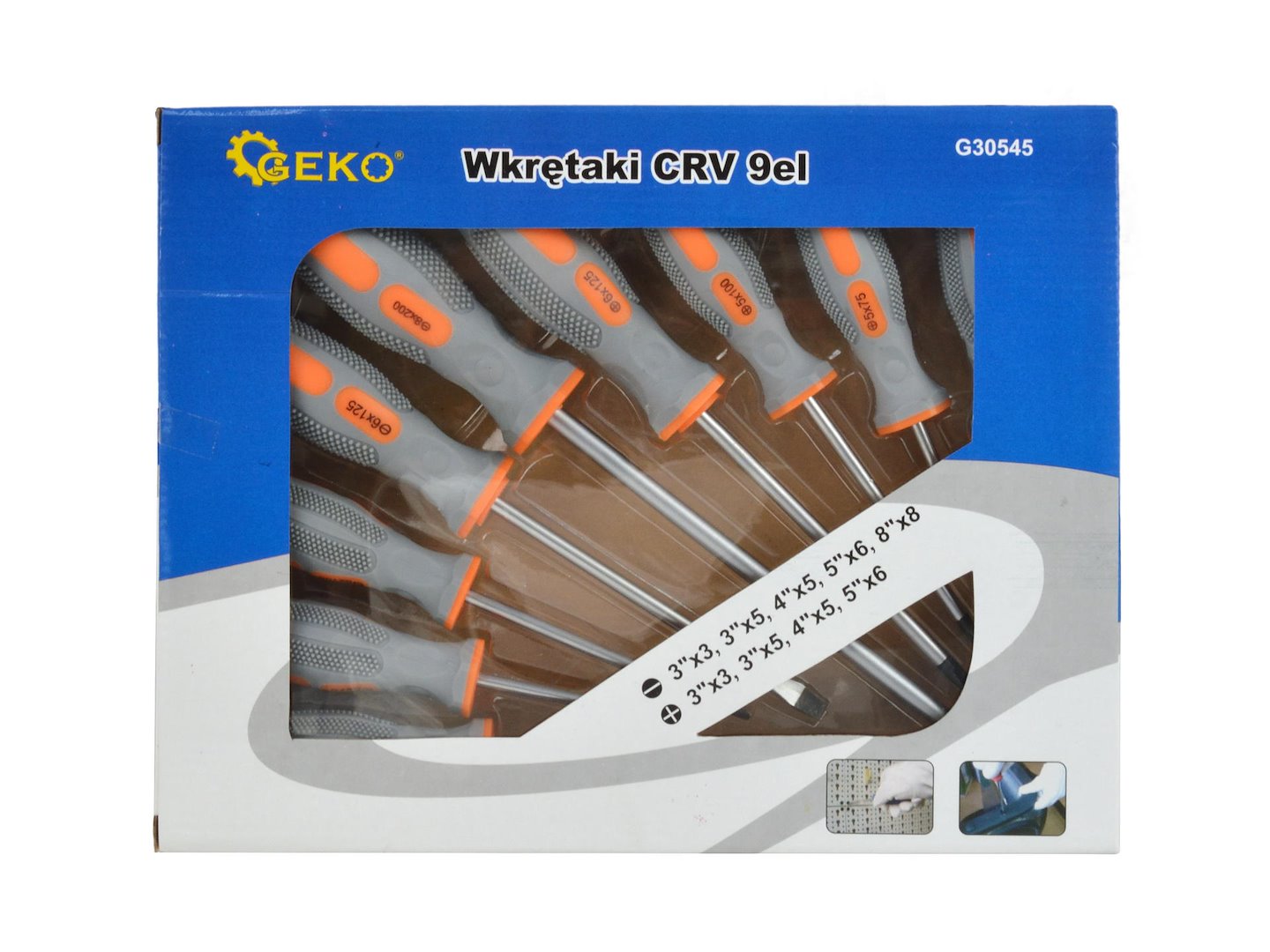 9-piece screwdriver set, orange-grey