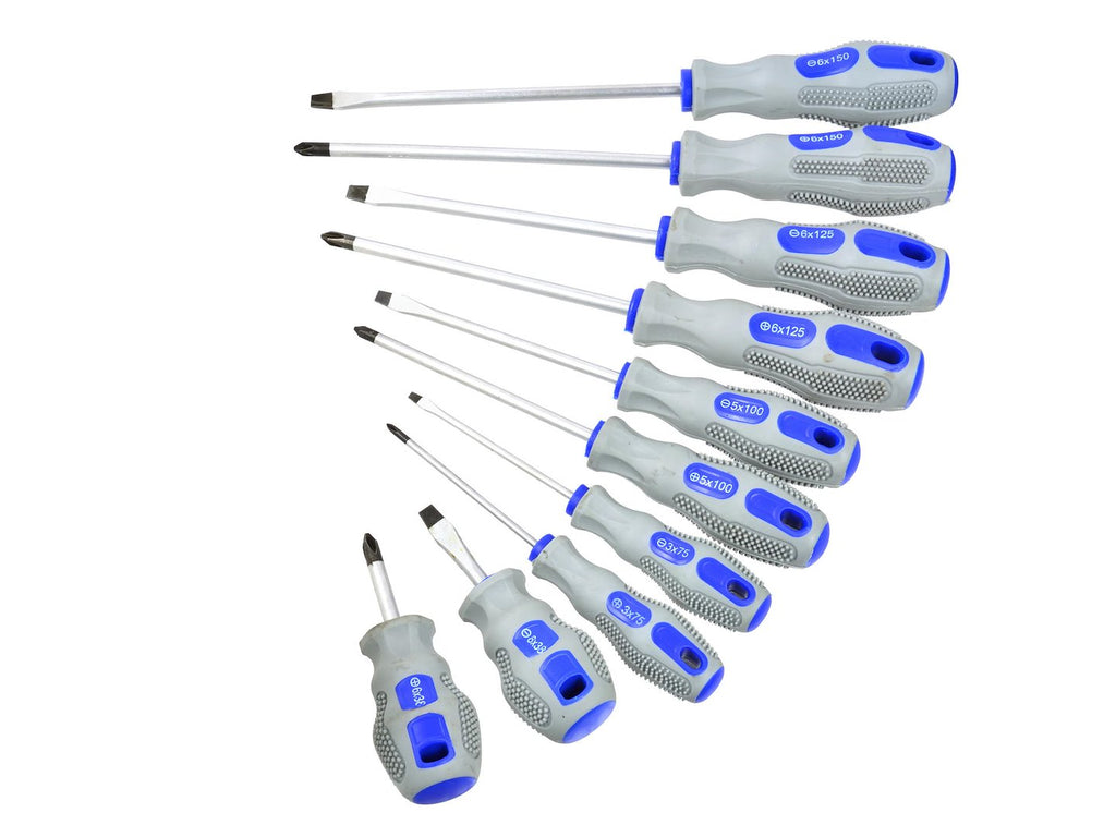 GEKO 10-piece CRV Screwdriver Set (blue-grey)