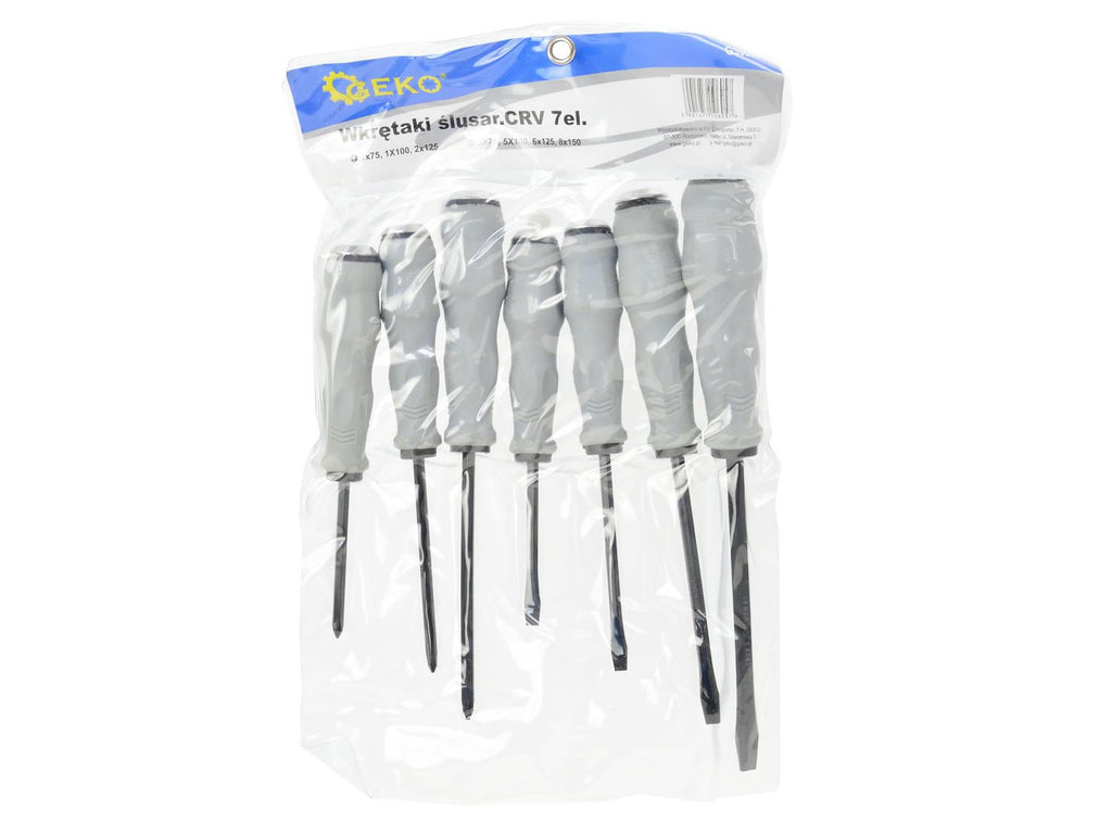 Slotted screwdrivers set CrV 7 pcs GEKO (foil)