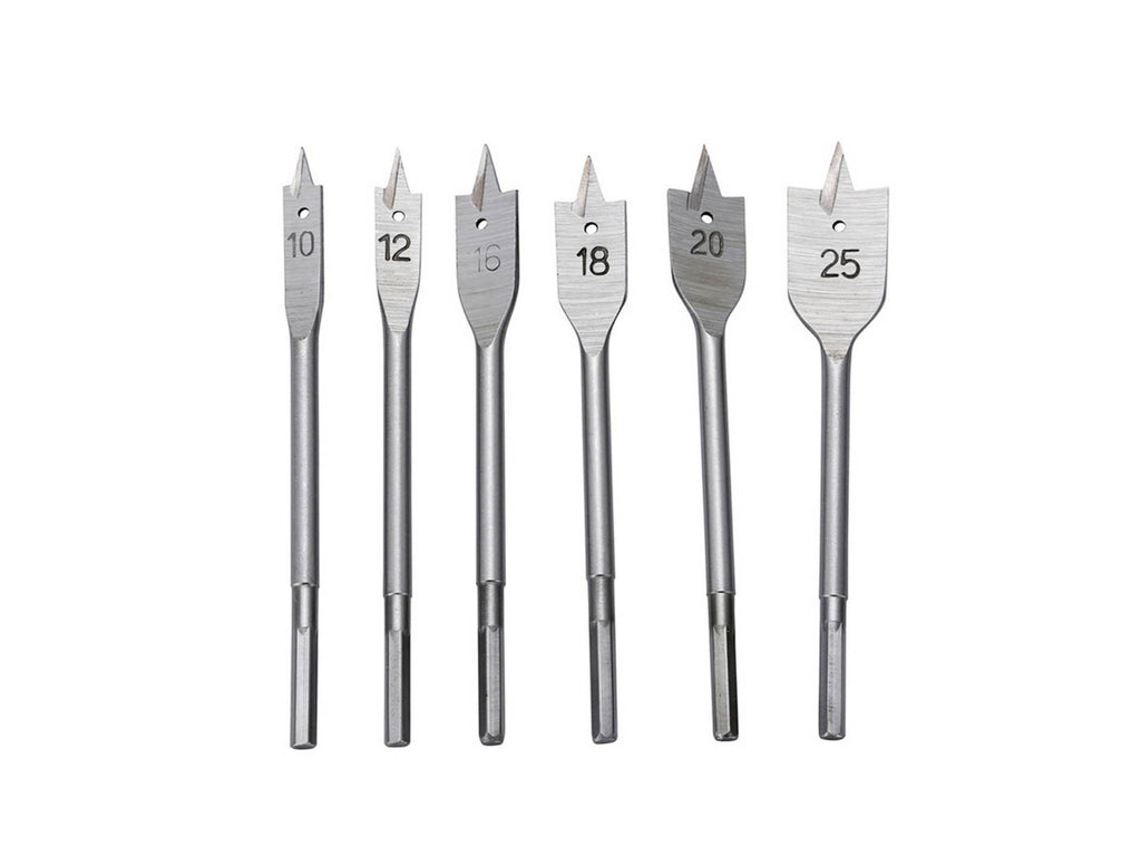 Wood Flat Bit Set, 6 pcs, 10, 12, 16, 18, 20, 25 mm