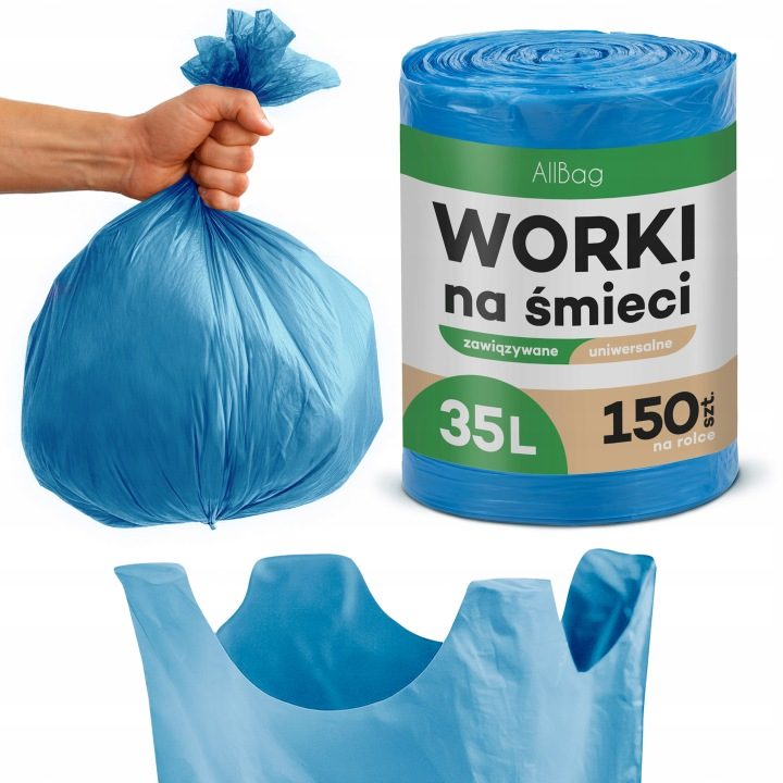 Universaalsed sinised kinnituspaeltega prügikotid 35 l 150 tk RC-K-2917