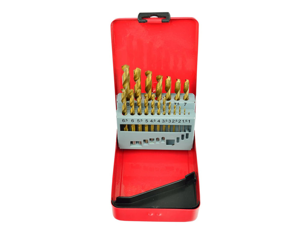 Titanium-plated drill set, 19 pcs, 1-10 mm, for metal