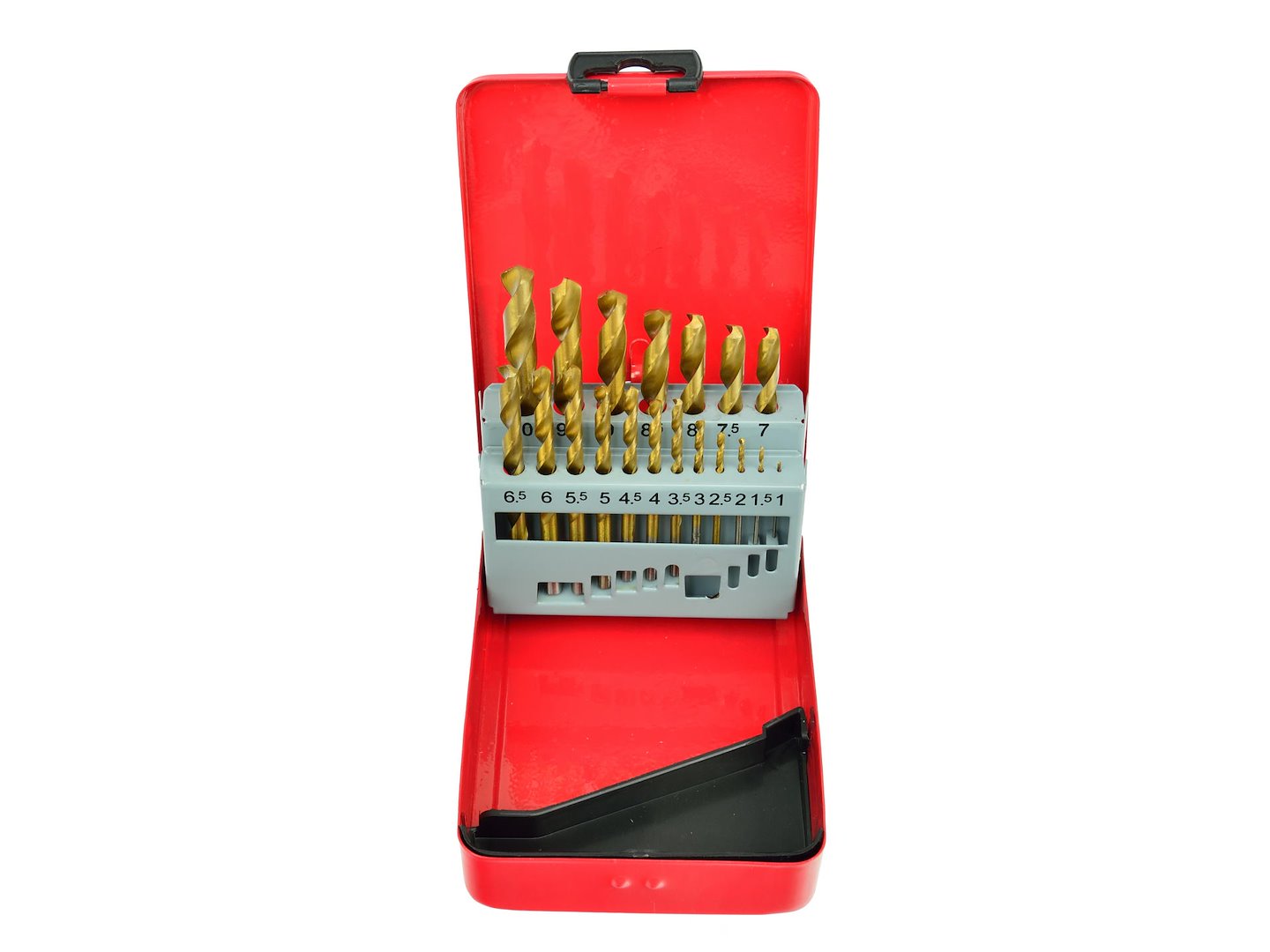 Titanium-plated drill set, 19 pcs, 1-10 mm, for metal