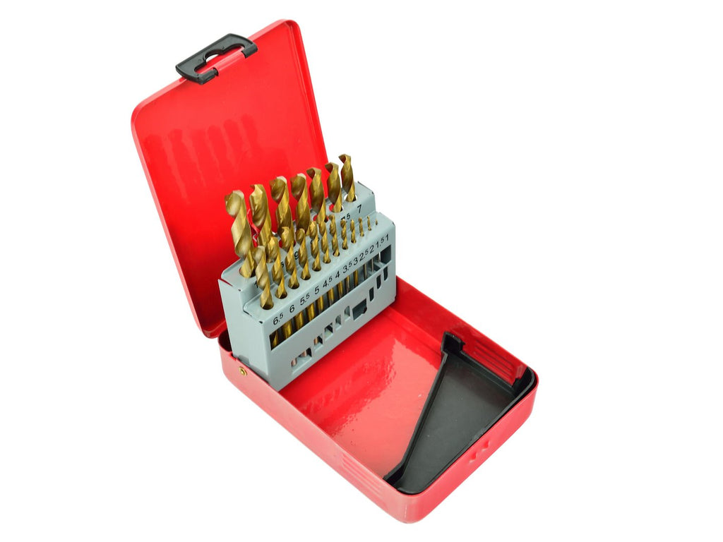 Titanium-plated drill set, 19 pcs, 1-10 mm, for metal