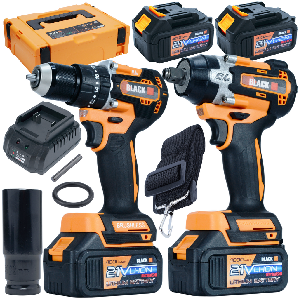 2-ühes juhtmevaba kruvikeeraja ja löökmutrivõtme tööriistakomplekt 21V 2x 4Ah